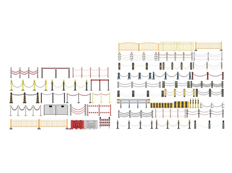 市政道路护栏栏杆路障隔离栏SU模型
