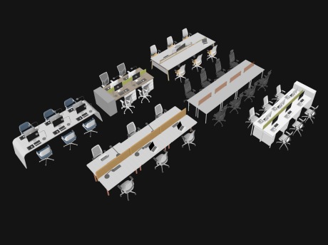 办公桌椅组合SU模型