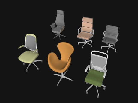 现代办公椅子组合SU模型
