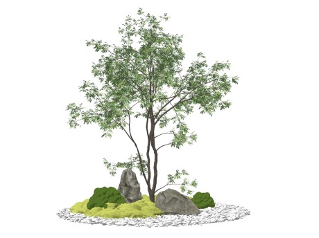3D树苔藓石头SU模型