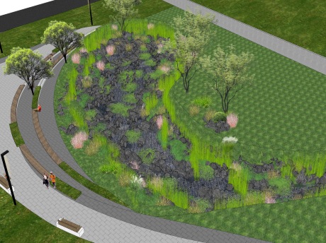 湿地雨水花园海绵城市生态公园SU模型