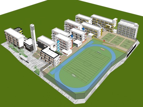 深圳龙华区岳萌工业区学校SU模型