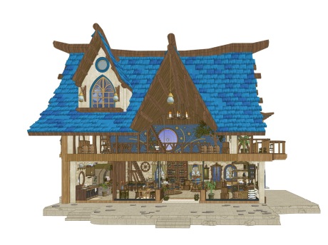 蓝房子SU模型