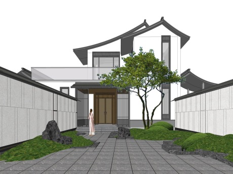 新中式别墅SU模型