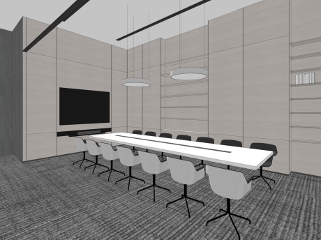 现代办公室会议室SU模型
