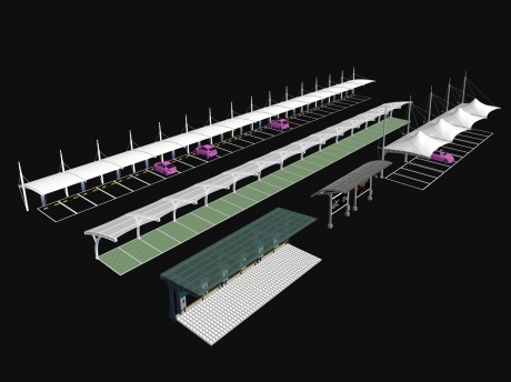 停车棚SU模型