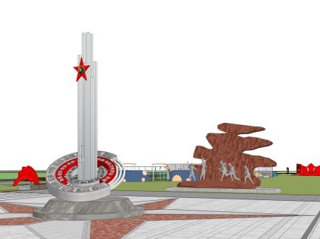 红色文化广场景观SU模型