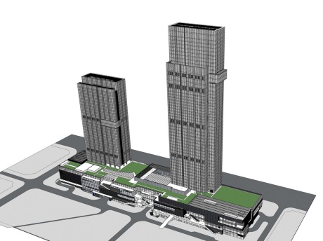 现代办公商业综合体SU模型
