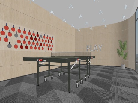 现代乒乓球室SU模型