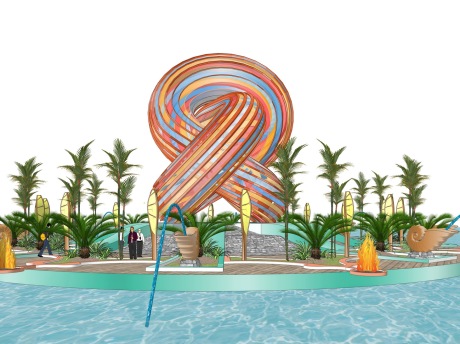 莫比乌斯环彩色圆管抽象雕塑SU模型