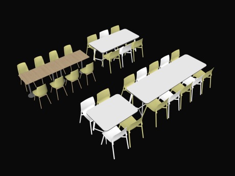 食堂餐桌椅SU模型