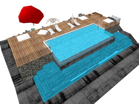 无边际泳池景观SU模型