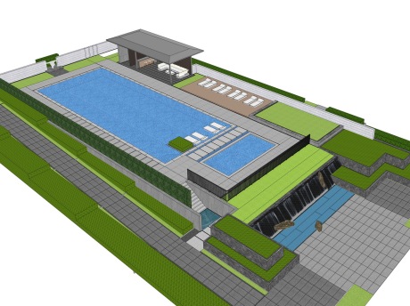 游泳池景观SU模型