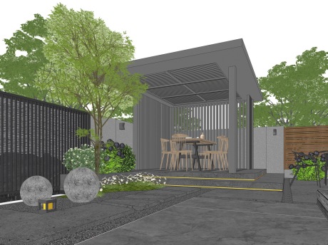 现代庭院景观SU模型