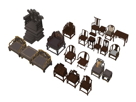 古代座椅椅子SU模型