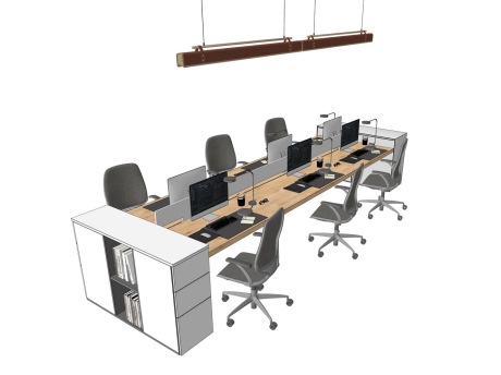 办公桌椅吊灯组合SU模型
