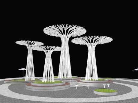 树形雕塑构筑物SU模型
