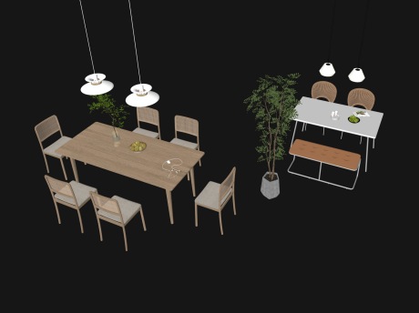 北欧餐桌椅SU模型