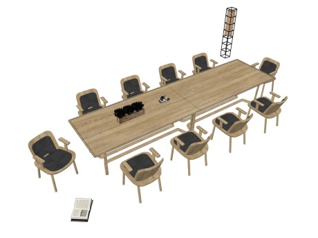 现代会议桌SU模型