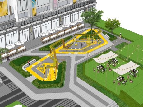 现代商业广场景观SU模型