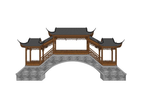新中式廊桥SU模型