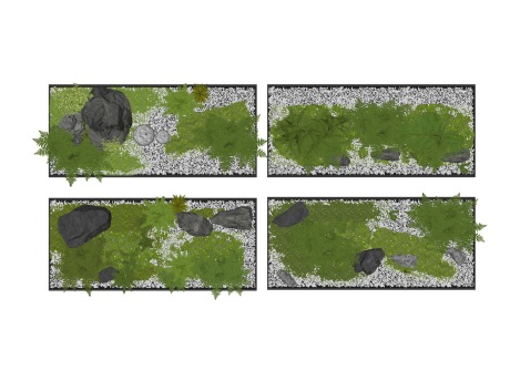 新中式蕨类灌木石头小品SU模型