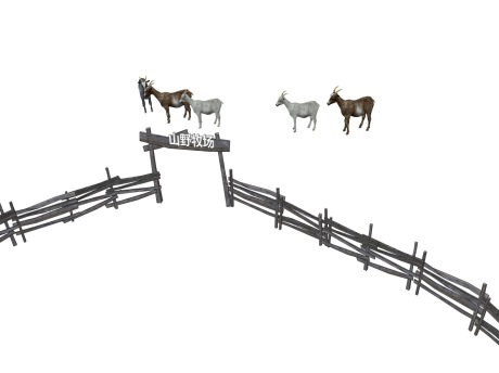 山野牧场大门篱笆栅栏SU模型