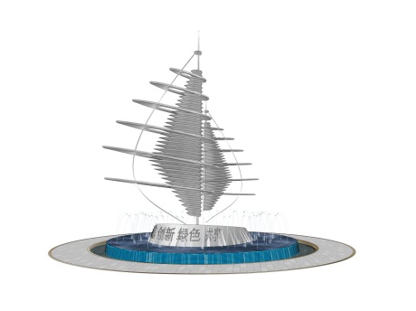 帆船水景雕塑SU模型