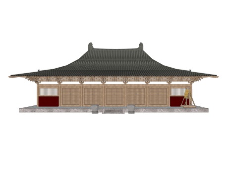 唐代山西寺庙佛光寺庑殿顶大殿SU模型