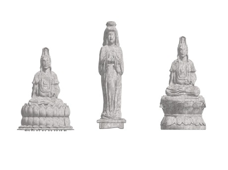中式石雕观音雕像SU模型