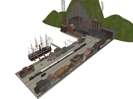 港口码头SU模型