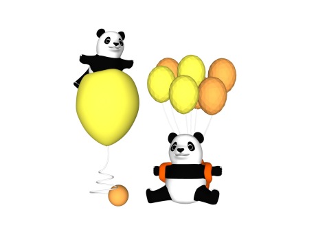 IP创意卡通玩偶熊猫雕塑SU模型
