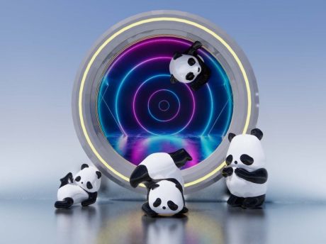 IP创意卡通玩偶熊猫雕塑装置SU模型