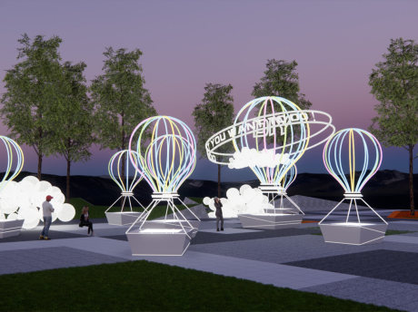 热气球灯光装置雕塑SU模型