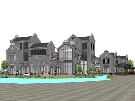 民国风商业街SU模型