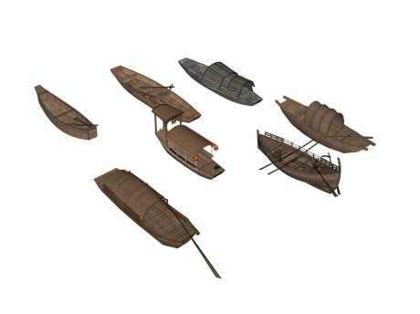 木船渔船船坞乌篷船SU模型
