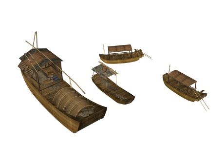 渔船木船SU模型