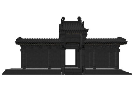 中式垂花门拱廊SU模型