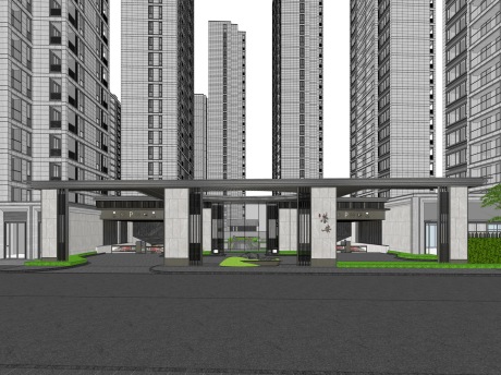 宁波荣安主入口+高层住宅SU模型