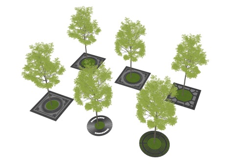 3D树树池组合SU模型