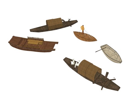渔船木船SU模型