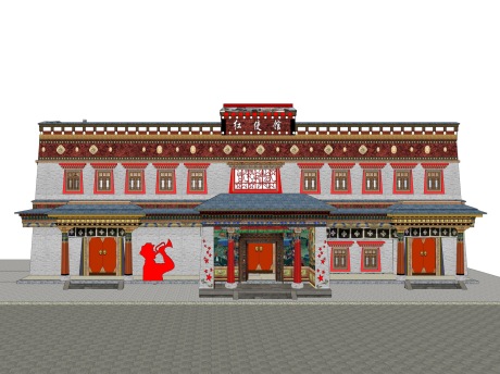 藏式红使馆SU模型
