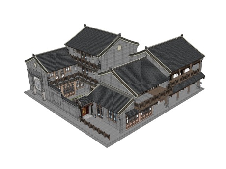 山西晋派民居SU模型