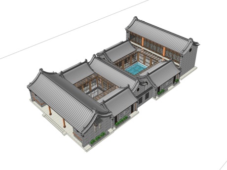 山西民居四合院SU模型