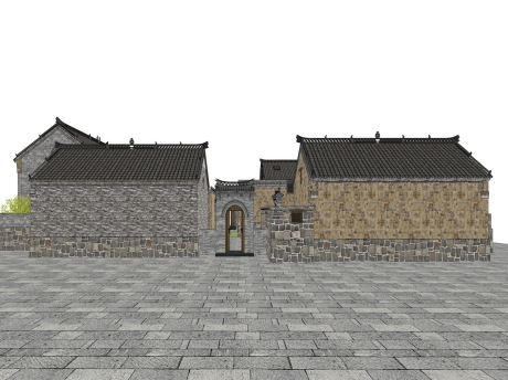 乡村民宿改造SU模型