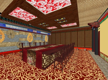 藏式宴会厅会议室SU模型