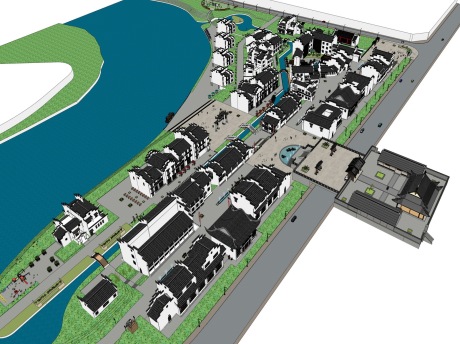 徽派古镇SU模型