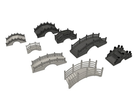 中式石拱桥SU模型