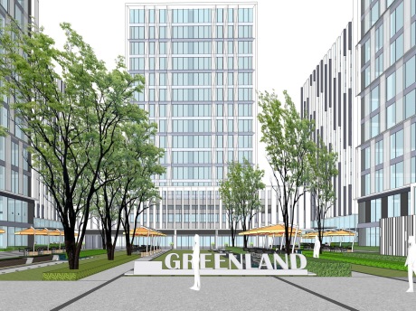 绿地办公楼+景观SU模型