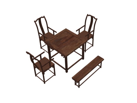 古代桌椅SU模型